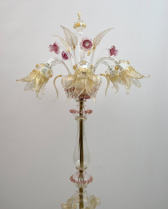 Image 1 of Lampadaire à 6 bras en verre de Murano soufflé Ca'Rezzonico, Italie, années 1950