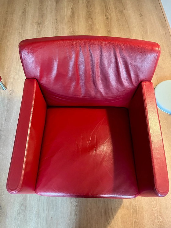 Image 1 of Gelderland Lucca 6772 – 2 fauteuils en cuir + 2 poufs – Cuir rouge