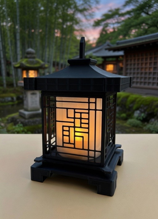Japandi Design Table Lamp – 3D-printed LED tea light lamp in Japanese style