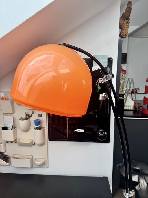 70s Boog vloerlamp met telescopische structuur Space Age Vintage Mid Century Modern Licht UFO Guzzini Era