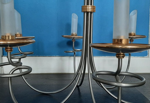 Italiaanse 6 lichts (led) kroonluchter/hanglamp -mid-century 