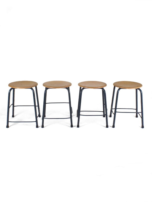4 taburetes Presikhaaf con estructura de metal azul