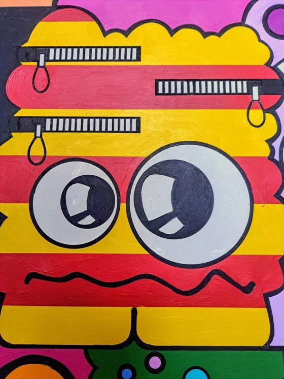 Image 1 of Pintura Pop-Art de dibujos animados única | 95 x 95 cm | MDF