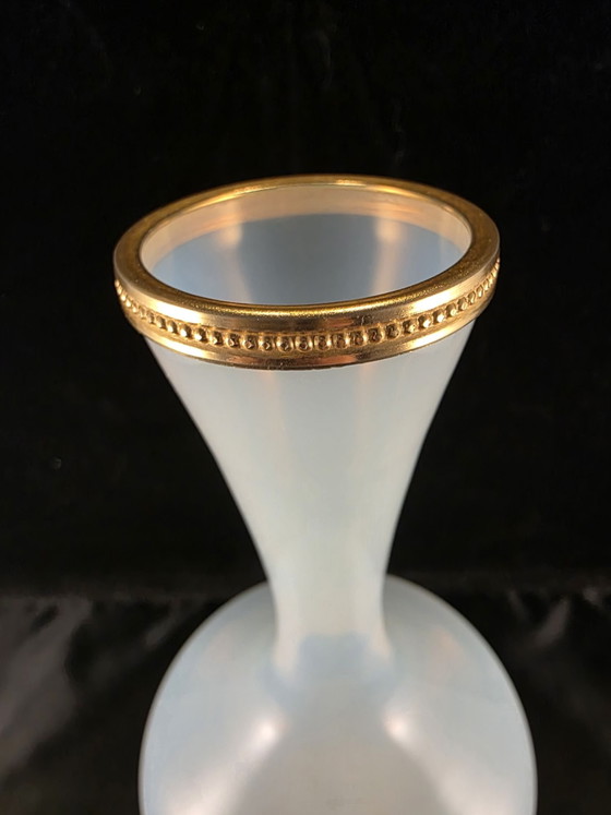 Opaline vase Vincenzo Nason, Vincent Mason, Brass, Murano Glass, Blue (photo 5 of 10)