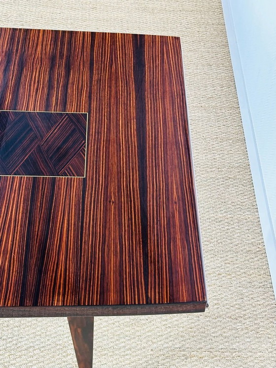 Image 1 of Uitschuifbare eettafel in Art Deco-stijl, gemaakt van Macassar-ebbenhout, 1940.