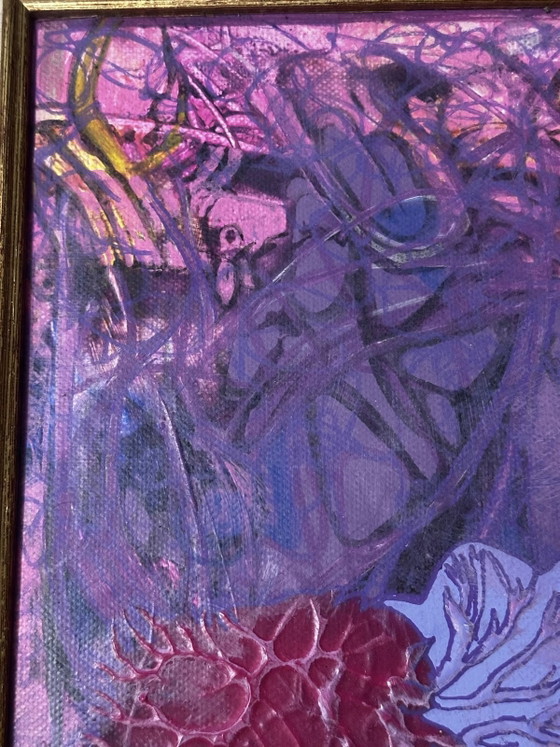 Abstract painting signed Bernard Ledain (1944–2024), mixed media on canvas – Paintings & Drawings (photo 7 of 15)
