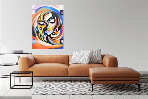 Peinture Originale « Yin et Yang » – Art Symbolique Moder (70x50 cm)