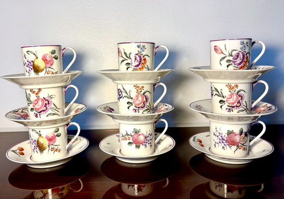 Image 1 of Set di 9/9 set da caffè di Mennecy Villeroy XVIII secolo