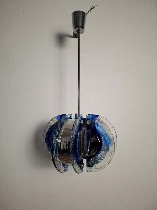 Lampada da sospensione in vetro di murano anni 70s 
