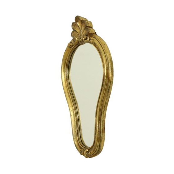 Image 1 of Specchio con decorazioni a cresta francese e foglia d'oro, 48 cm