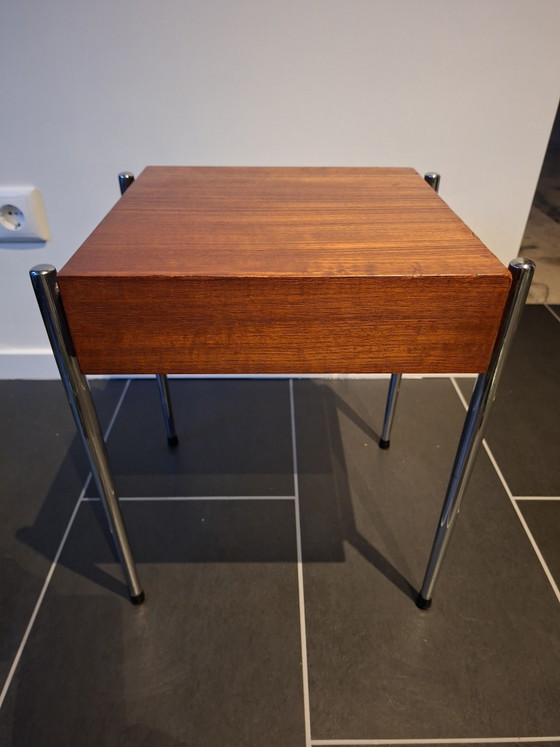 Tavolino anni Sessanta con cassetto contenitore – Tavolini, Wood, Chrome (photo 8 of 8)