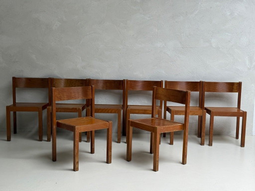 8 x Sillas Vintage de Madera Maciza | 1973