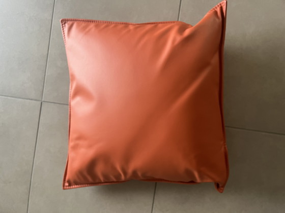 Image 1 of Leolux Large Sofa Pillow Leather Orange like NEW
