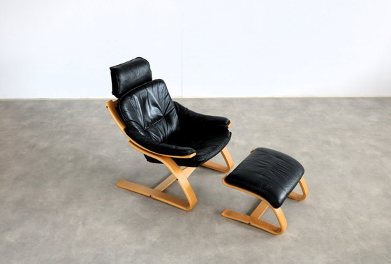 Image 1 of Vintage Swedish armchair with footstool