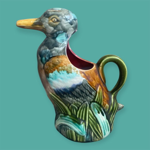 Français Majolique Canard Carafe Frie Onnaing France Art Nouveau – glazen karaffen, Ceramic