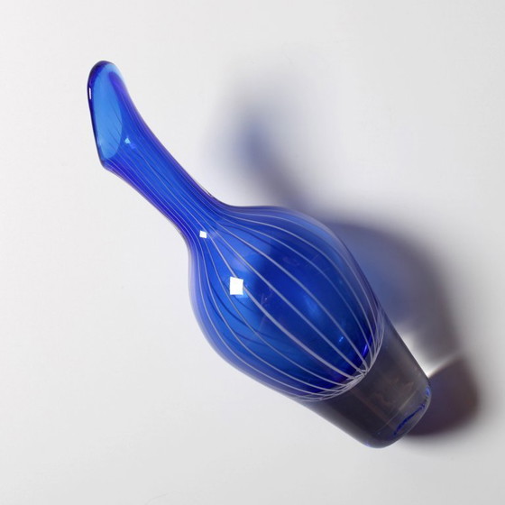 Image 1 of Mid-Century Modern Blue Art Glass Vase: Jan Johansson Orrefors, Sweden