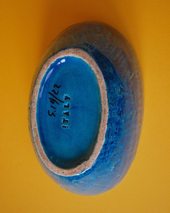 Image 1 of Scatola portaoggetti a forma di colomba in ceramica blu Rimini, Bitossi anni '70