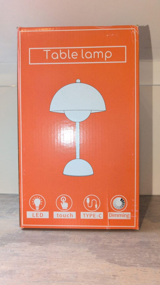 Paarse Paddenstoel LED Touch Lamp USB-C, 28 cm, Tafellampen, Vintage (foto 7 van 7)