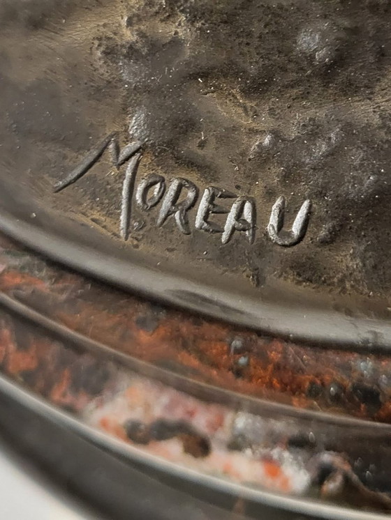 Image 1 of Schöne Bronzestatue von Auguste Moreau auf einem Marmorsockel
