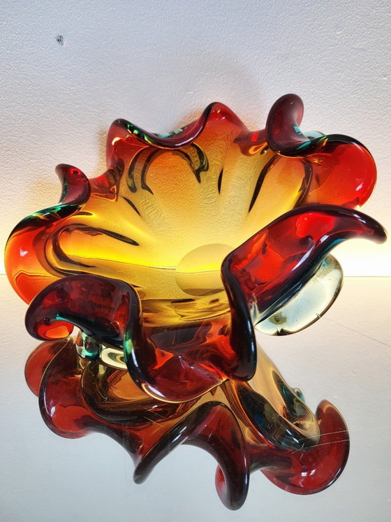 Image 1 of Bol de cristal multicolor de Murano, técnica Somserso, Italia, década de 1970.