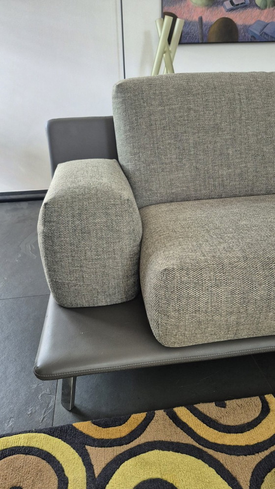 Image 1 of Leolux Paleta hoekbank combinatie leer/stof