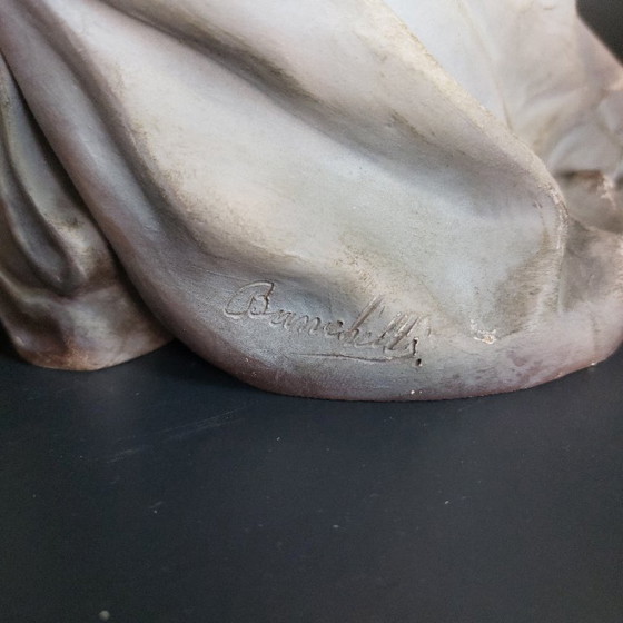 Image 1 of Art Deco sculpture of a seated lady with dogs