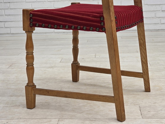 Image 1 of 1970 Set van 6 Deense eetkamerstoelen, originele staat, eikenhout, meubelwol