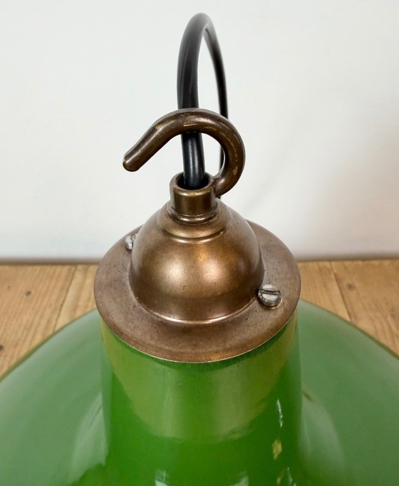 Lámpara colgante industrial de esmalte verde de Jackson Electrical Co., década de 1960 – Lámparas colgantes (photo 16 of 18)