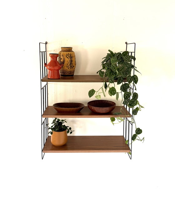 Image 1 of Vintage XL Teakhouten wandrek, WHB Germany ‘60