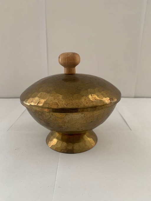 Emil Funk VEB Kunstschmiede Neuruppin Scatola con coperchio in ottone DDR Bauhaus