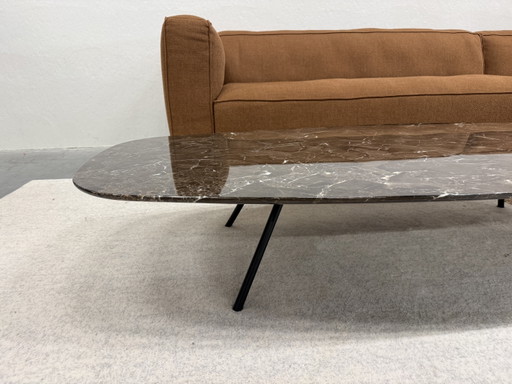 Mesa de centro Beek Fender de mármol marrón, 170x80