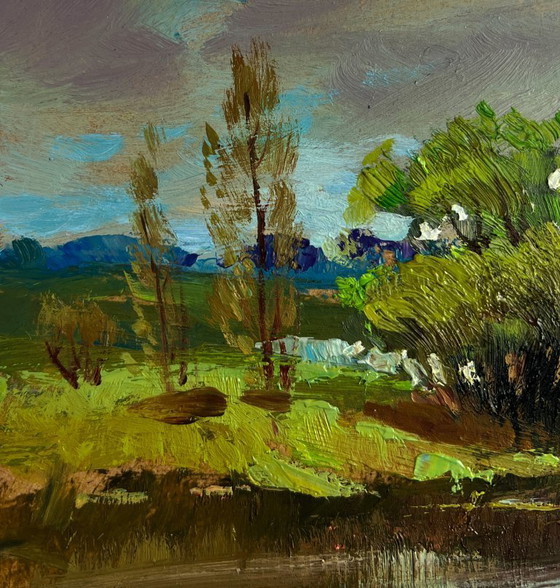 Image 1 of Original Oil Painting Day Coastal Landscape Summer winding river