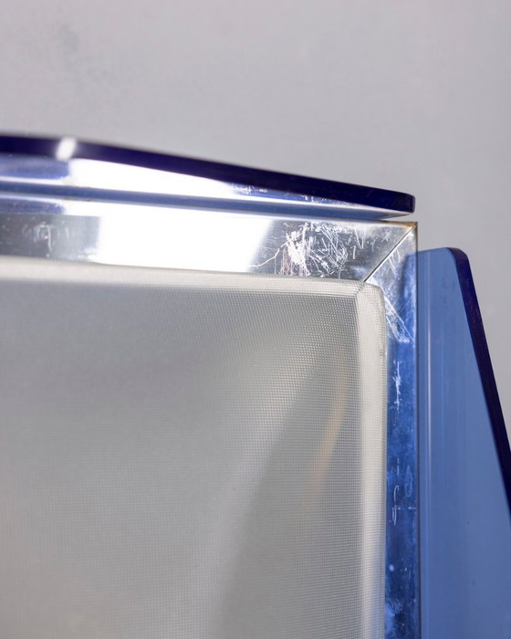 Image 1 of Vintage plafondlamp van blauw glas uit de jaren 70, Italiaans design.