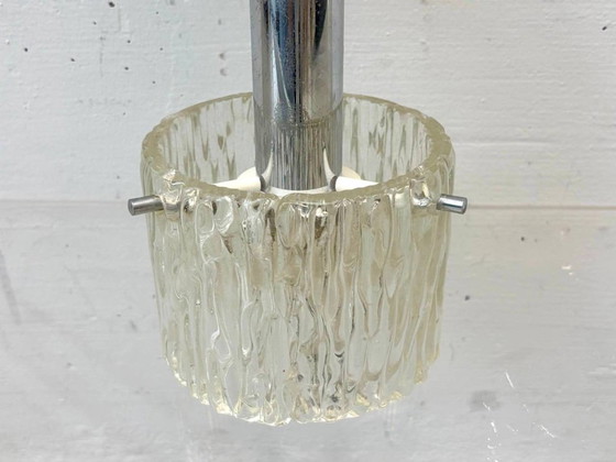 Suspension vintage Kaiser Leuchten en verre texturé et chrome, années 1970 – Plafonniers, Glass (photo 9 of 10)