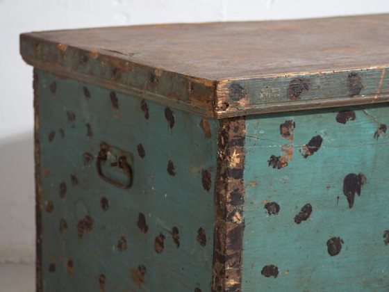 Antieke volksgeschilderde grenen kist – Centraal-Europa, circa 1850 – Opbergkast, Iron, Rustic (photo 12 of 16)
