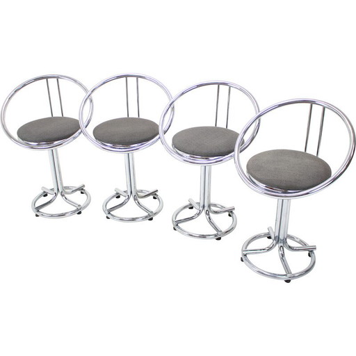 Ensemble de 4 tabourets de bar vintage, Italie 1970