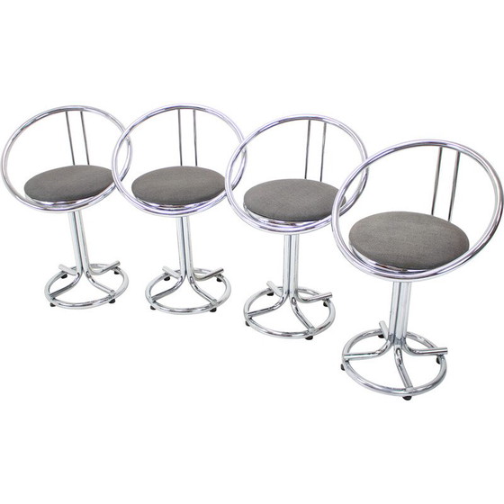 Image 1 of Ensemble de 4 tabourets de bar vintage, Italie 1970