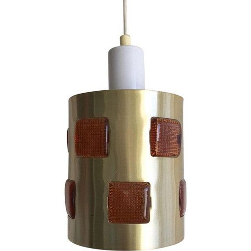 Lampada a sospensione vintage in metallo e vetro di Einar Backstrom ed Erik Hoglund, Svezia 1960