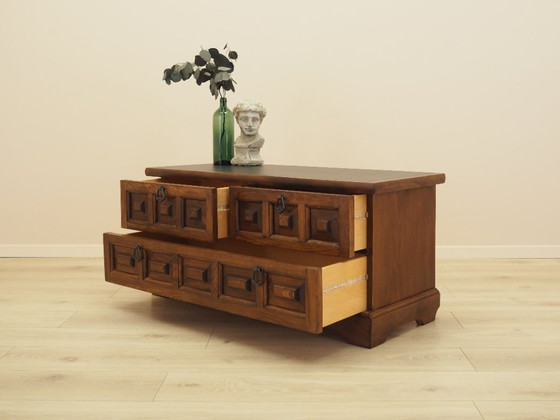 Commode danoise avec façades à panneaux, placage de chêne, années 1970, Bois, Métal, Marron, Vintage (photo 4 sur 11)