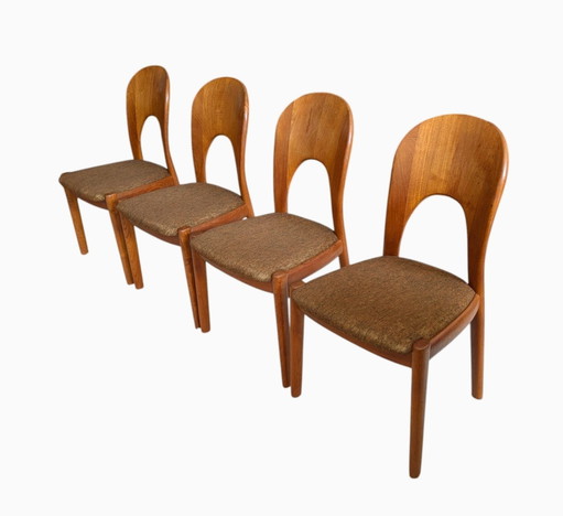 Vintage set of 4 Danish dining chairs, Niels Koefoed