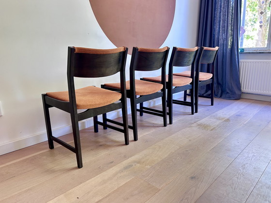 Image 1 of Vintage Wengé Hout Deens Design Eetkamerstoelen 4 Stuks