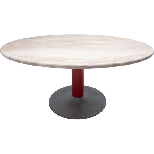 Vintage travertine and metal table, Italy 1960s