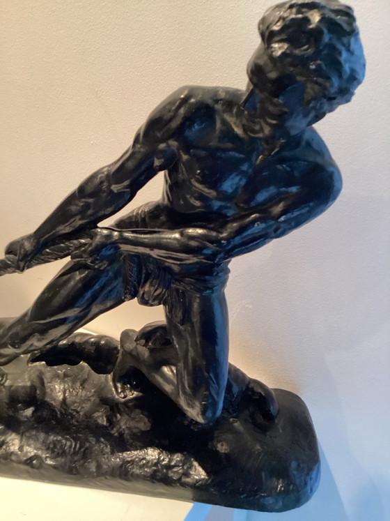 Monumental Art Deco Sculpture “Le Pecheur” Designed by Ugo Cipriani in the 1920s/30s, Metal, Black (photo 5 of 13)