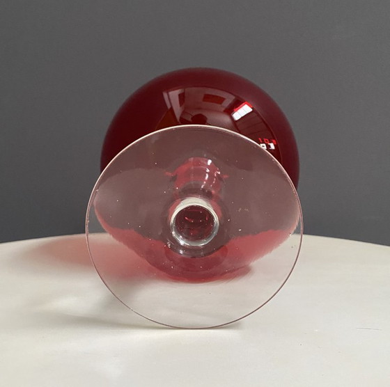 Image 1 of Empoli red large glass shape vase 1960s