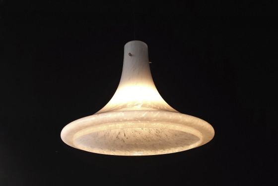 Image 1 of Glashütte Limburg glazen hanglamp model L4234, mondgeblazen streaky hanglamp XXL, jaren 70 glazen lamp