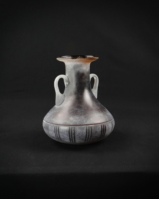 Image 1 of Vaso ad anfora in vetro tagliato di Murano, tecnica Scavo Seguso Vetri d'Arte