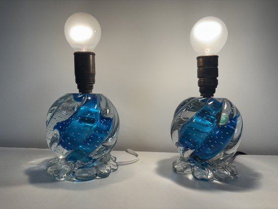 Image 1 of Design by Seguso, Murano Bullicante Tafellamp Italy.