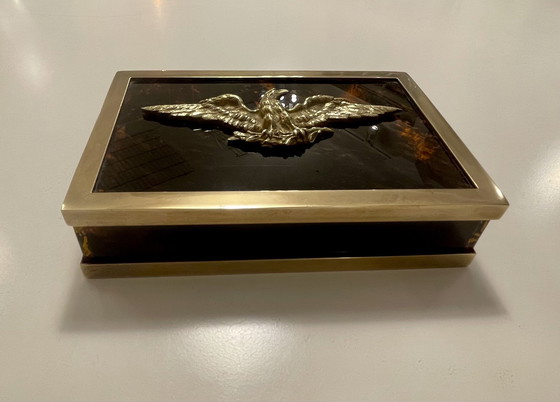 Image 1 of Lucite Schildpatt Messing Box Dior Frankreich 70er Jahre 