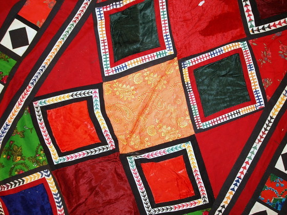 Image 1 of Handmade Vintage Uzbek Suzani Patchwork Kilim 4.3' x 7.5' (129cm x 227cm), 1960s - 1C46