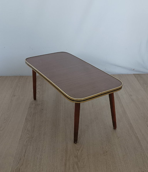 Tavolino vintage con venature del legno – bijzettafels, Metal, Wood